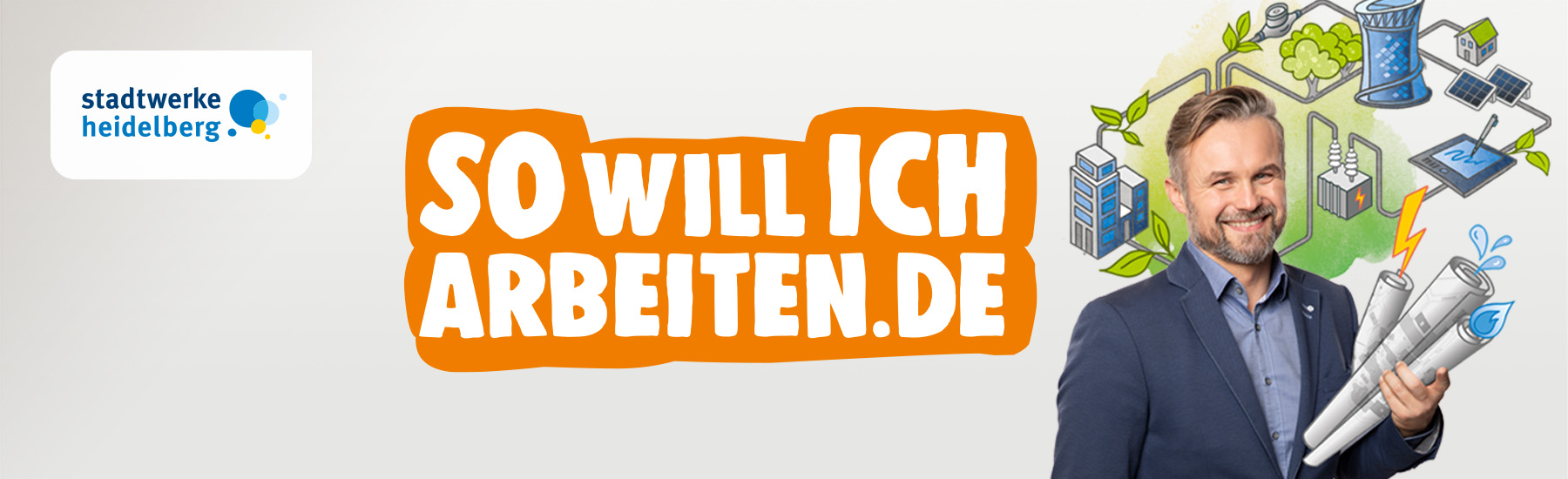 Mann mit technischen Plänen